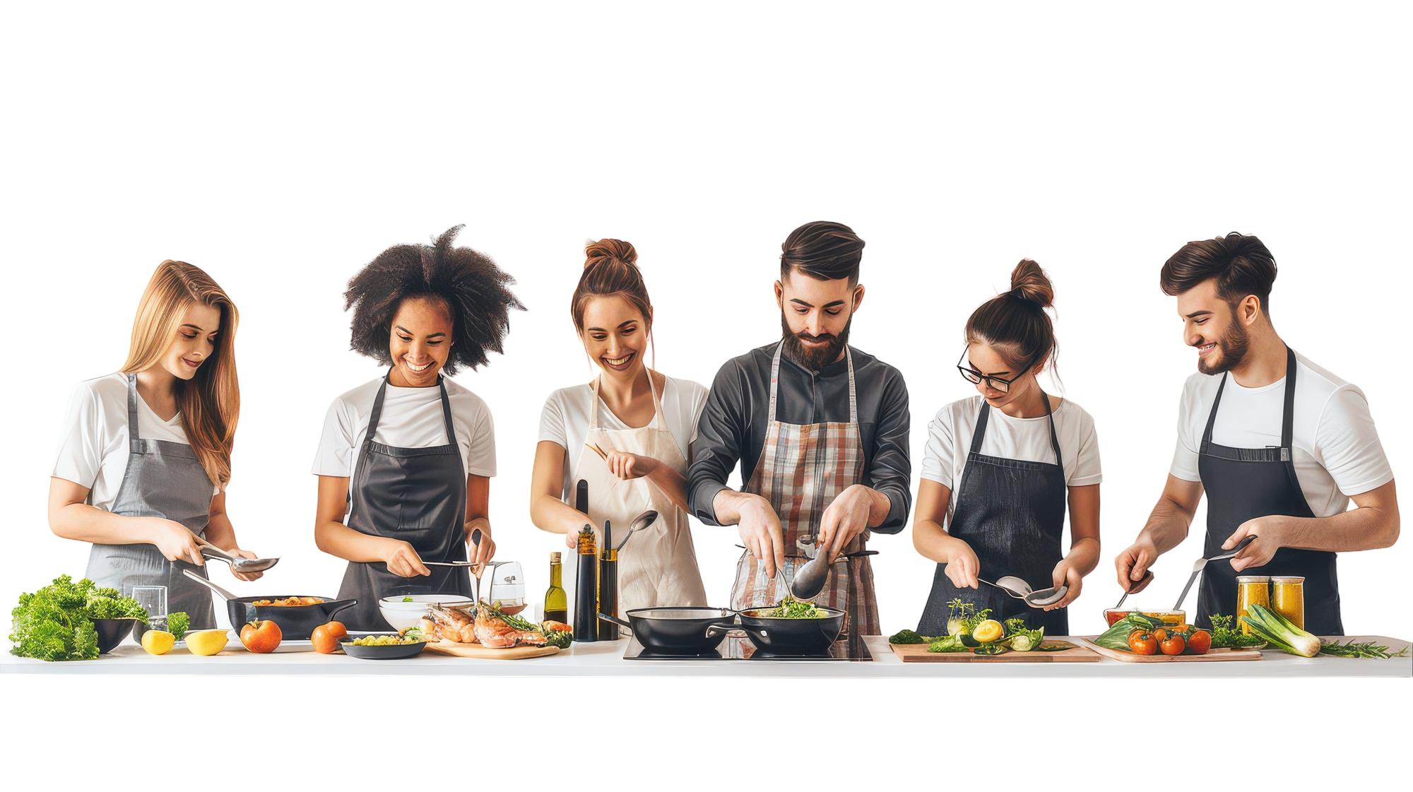 chef teaching small group in kitchen studio